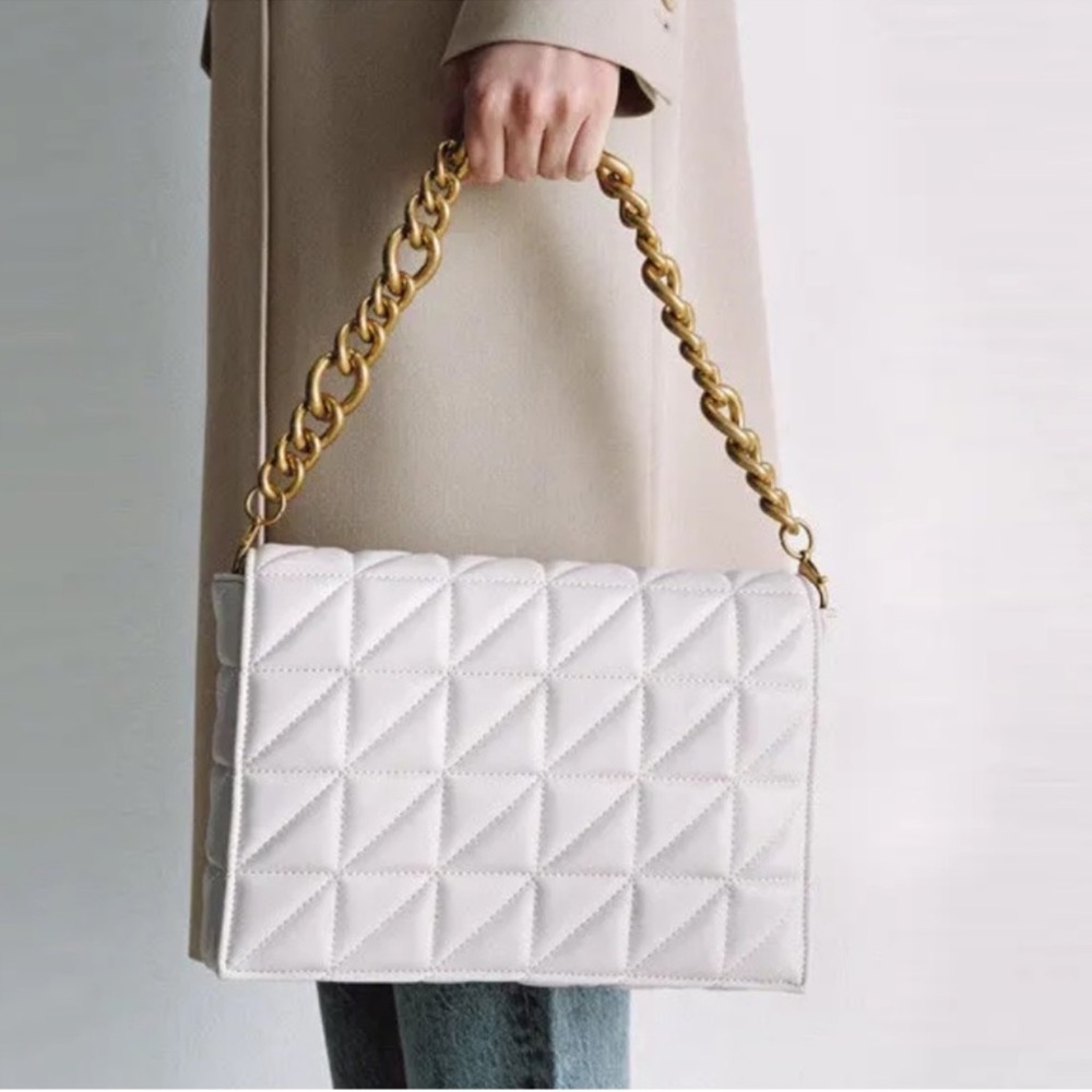 Zara Quilted Shoulder Bag with chain